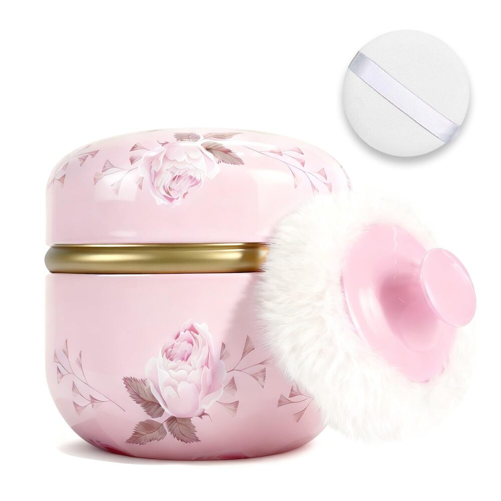 Body Powder Puff and Container, 3.15" Portable Empty Body Powder
